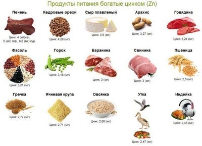 богатые цинком Zn продукты