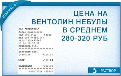 Цена на вентолин 300 рублей