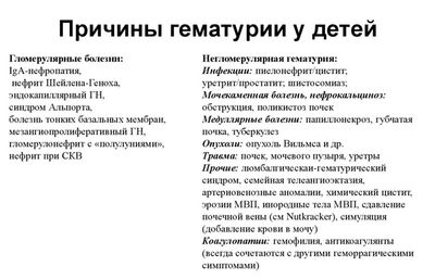 Причины гематурии у детей